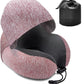 Coussin de voyage rouge avec capuche en tissu velours