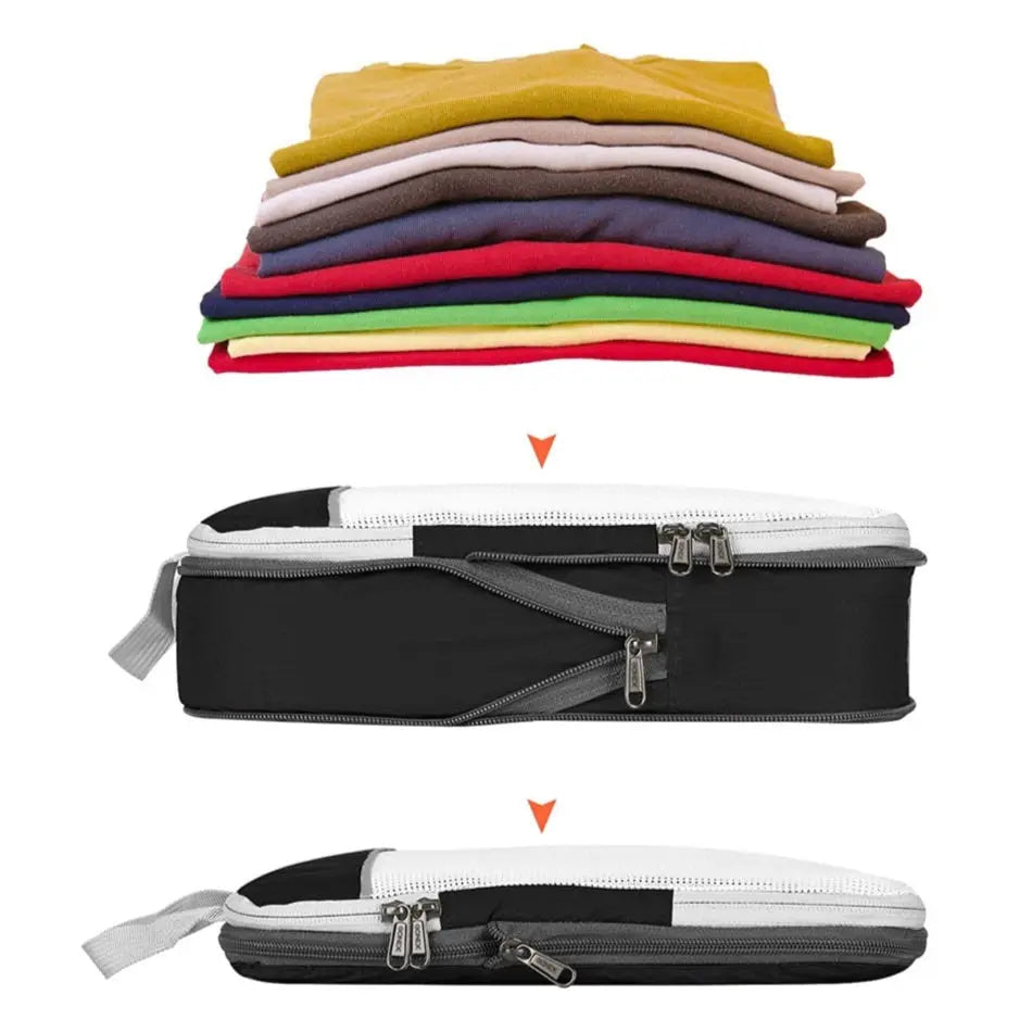 Trois organisateurs de valise compressibles en nylon imperméable