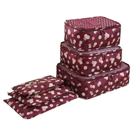 Set de 6 organiseurs de valise bleus à motif floral
