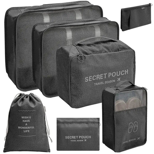 Ensemble noir de 7 pochettes pour valise bien organisée