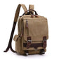 Sac à dos vintage camel, compartiments multiples visibles