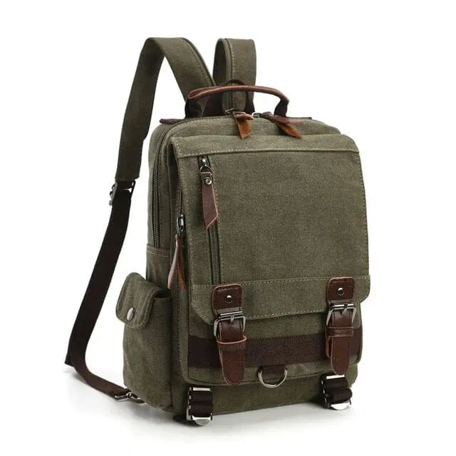 Sac à dos kaki vintage avec bretelles rembourrées