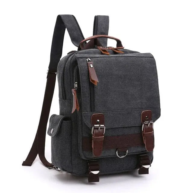 Petit sac à dos noir, design rétro, vue latérale