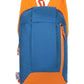 Sac à dos bleu ciel et orange, vue de profil