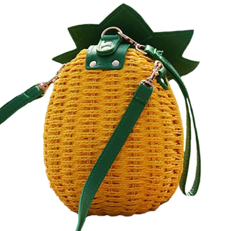 Détail du fermoir bouton-pression du sac ananas