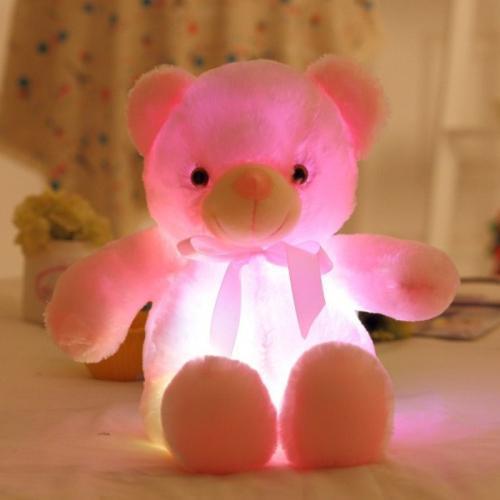 Ours en peluche rose avec lumière LED intégrée