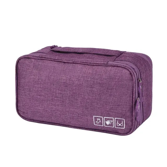 Pochette violette pour sous-vêtements avec compartiments visibles