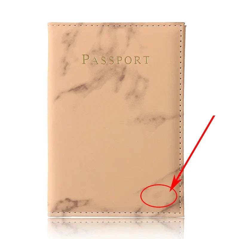 Pochette passeport marron marbrée, élégante et personnalisable