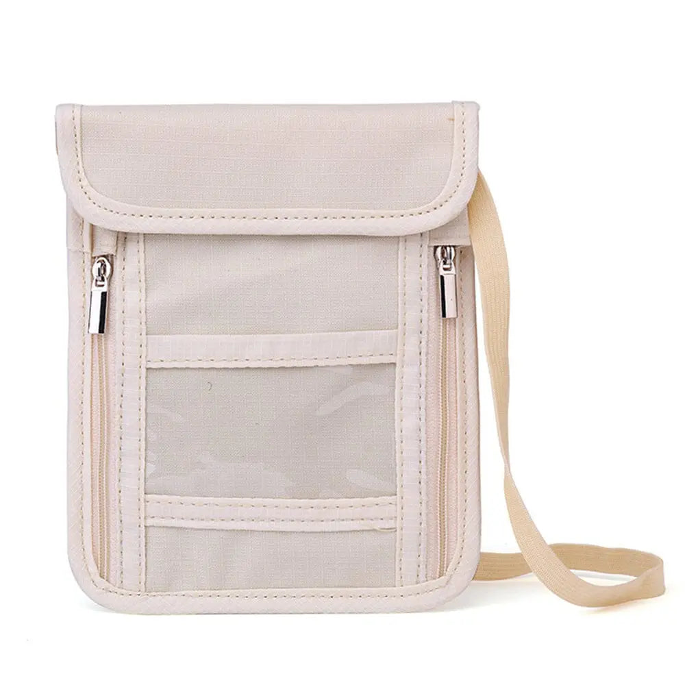 Pochette tour de cou noire avec compartiments zippés