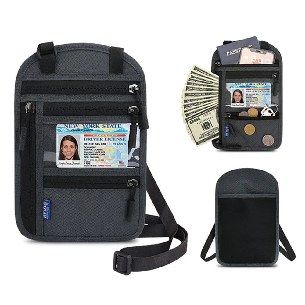 Compartiments internes pour cartes et passeport visibles