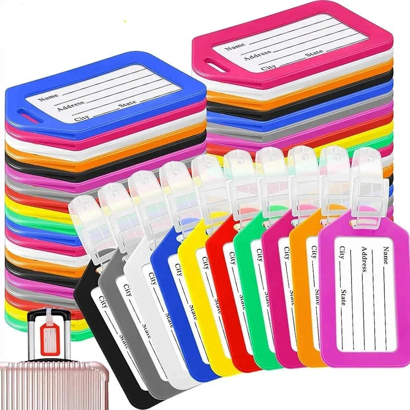 Étiquette orange en plastique, lanière robuste pour bagages