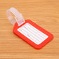 Dix étiquettes rouges, plastique, pour voyages en groupe