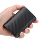 Porte-cartes en PU motif carbone avec fentes visibles