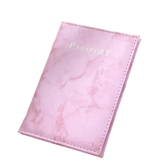 Porte-passeport marbré rose, style féminin
