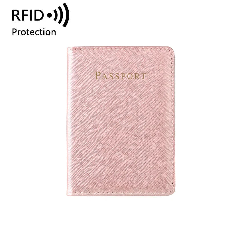 Porte passeport rose avec détails dorés raffinés