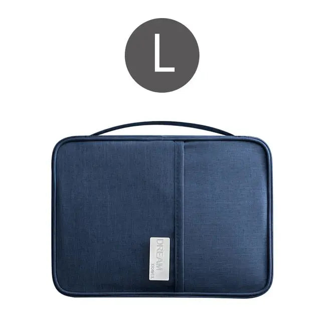 Portefeuille de voyage bleu marine taille L, idéal pour plusieurs passeports