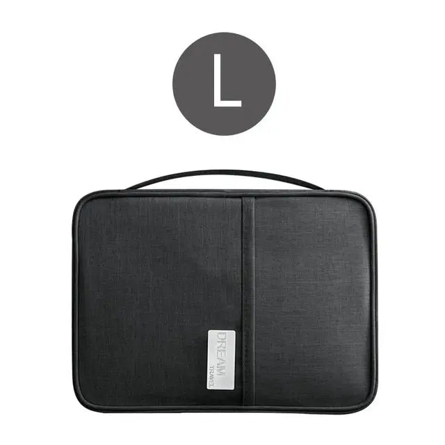 Portefeuille de voyage noir taille L, parfait pour les voyages en famille