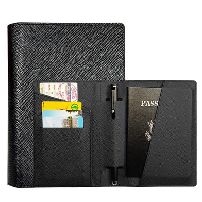Portefeuille noir fermé, texture en cuir synthétique