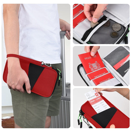 Portefeuille de voyage familial en couleur rouge