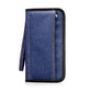 Portefeuille bleu avec sangle pour port autour du cou