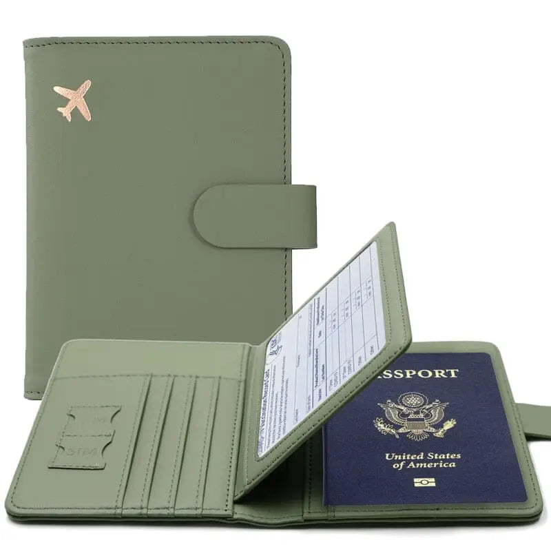 Portefeuille vert avec compartiments pour cartes SIM visibles