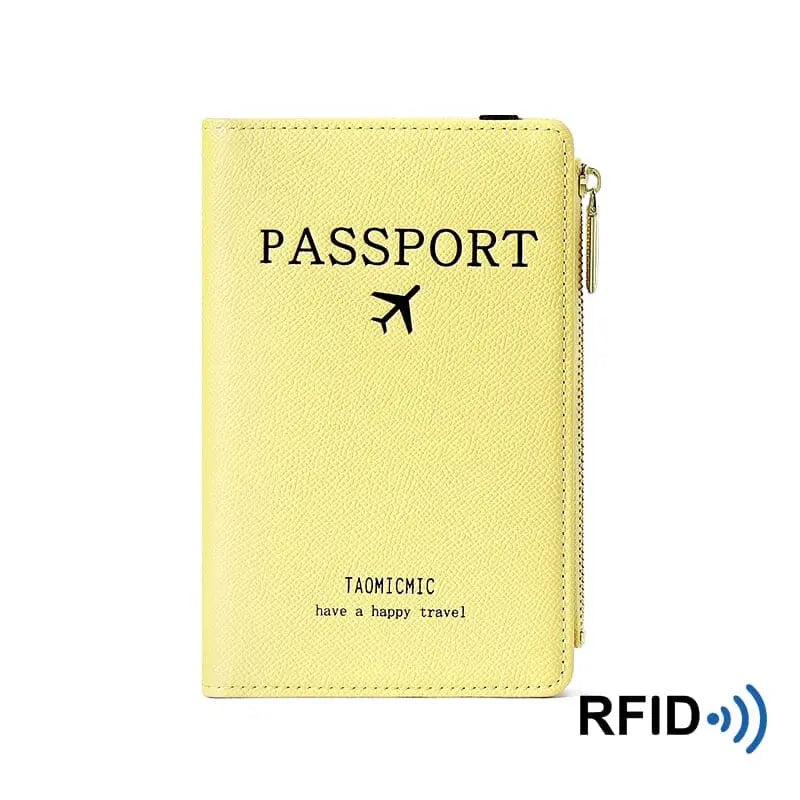 Portefeuille jaune vif avec protection anti-RFID et fermeture élastique