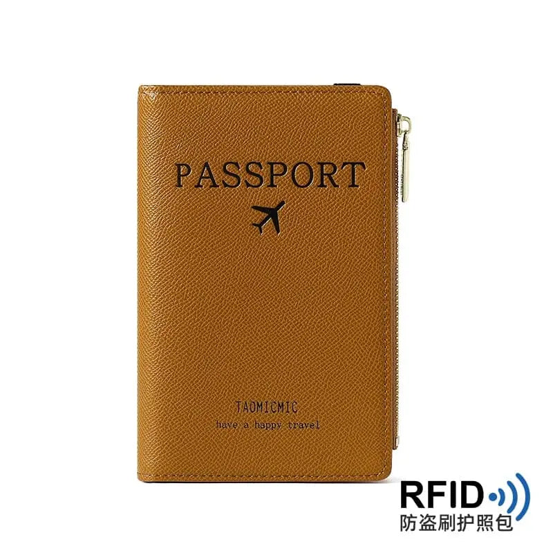 Portefeuille marron en PU avec plusieurs compartiments pour cartes