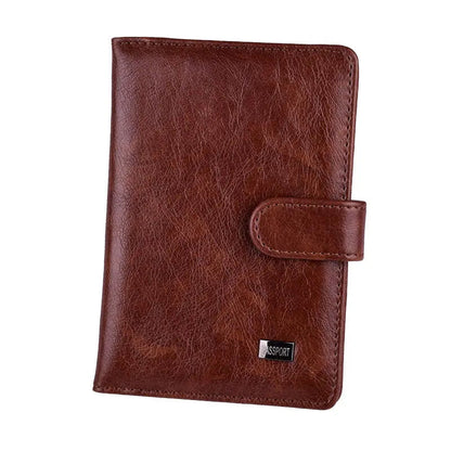 Portefeuille rétro marron avec emplacement pour passeport et cartes