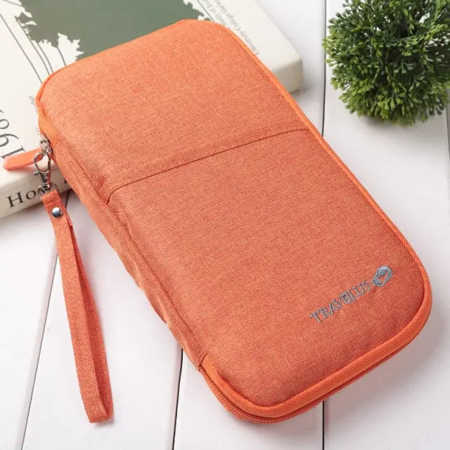 Portefeuille orange vif avec fermeture éclair et pochettes internes
