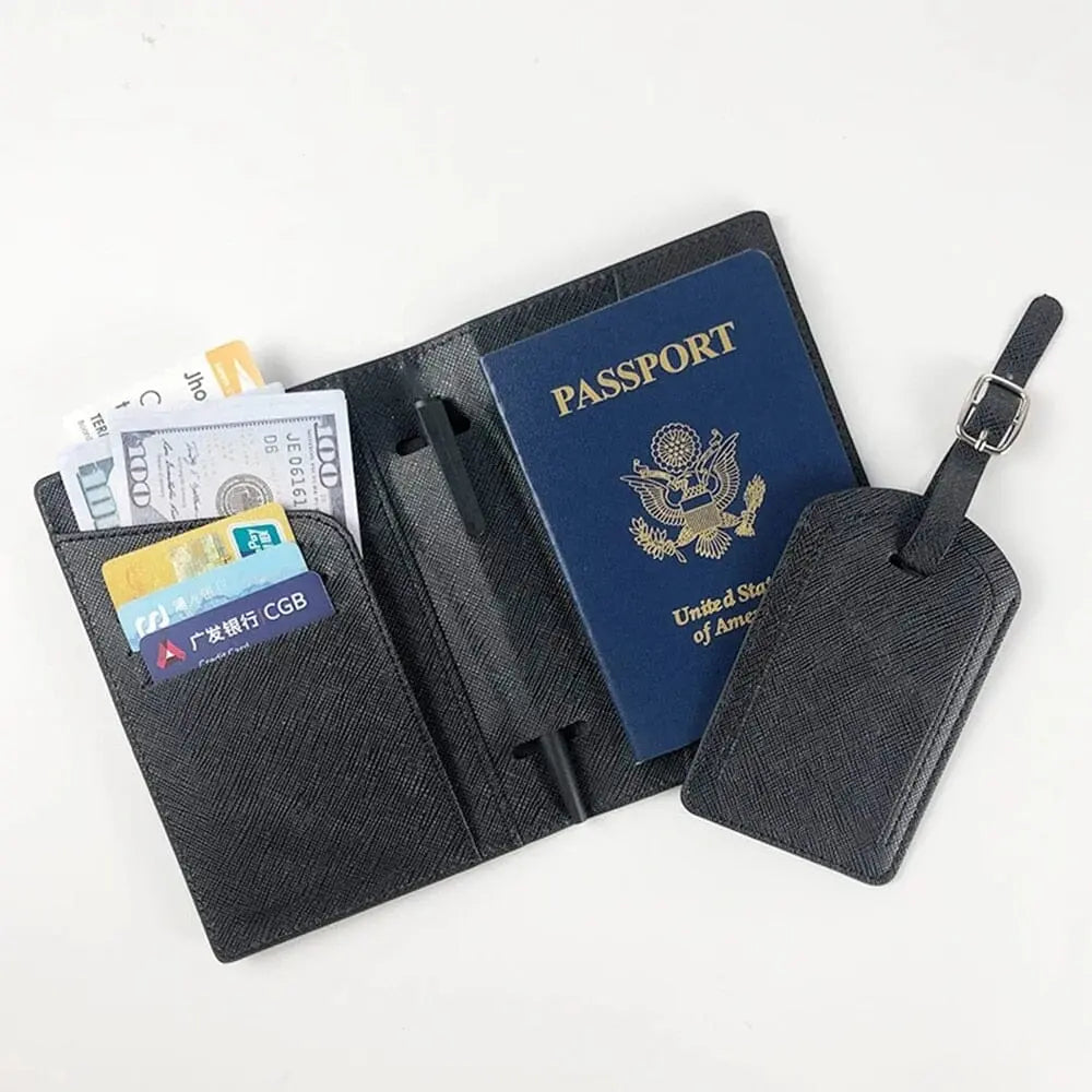 Étiquette valise en cuir synthétique avec initiales dorées