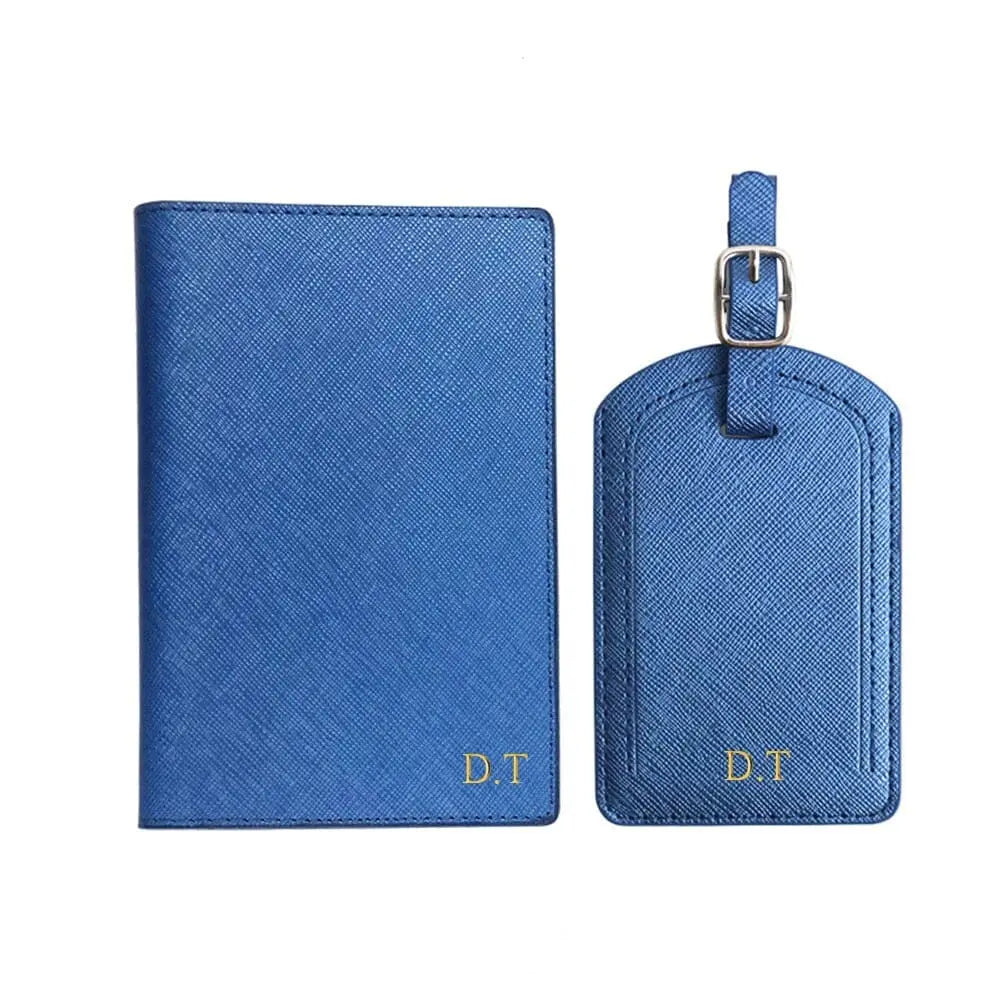 Portefeuille bleu avec compartiments pour passeport et cartes