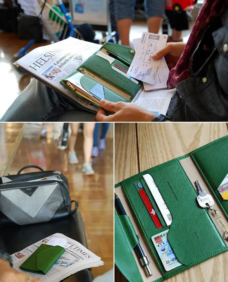 Vue intérieure du portefeuille avec plusieurs cartes insérées