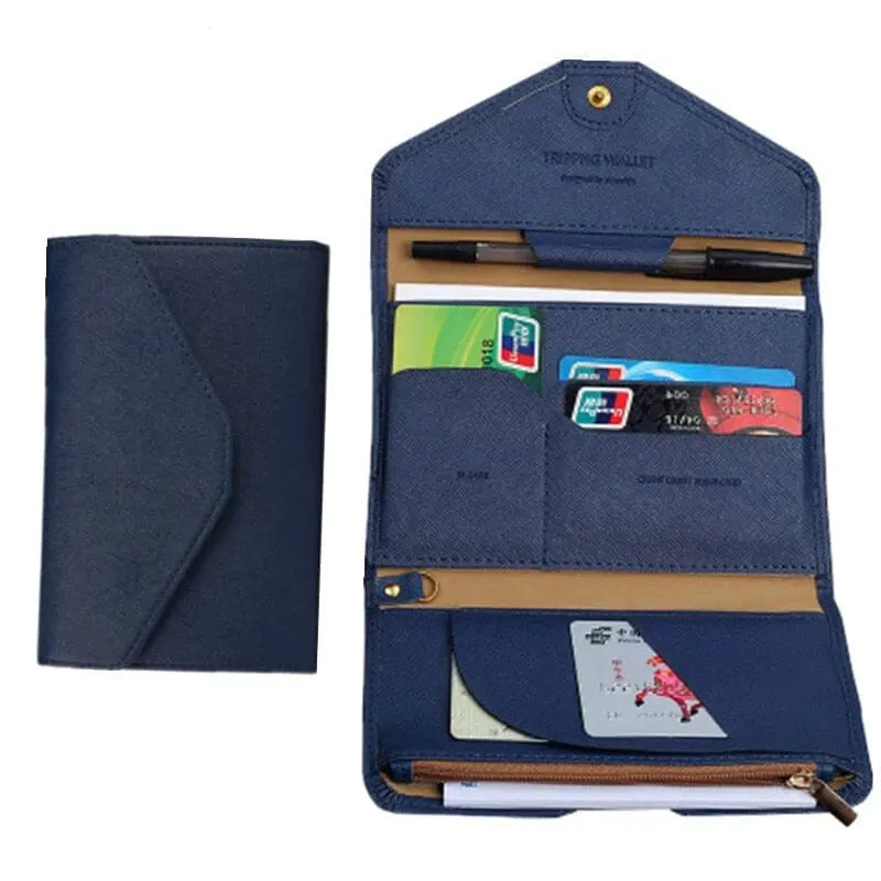 Portefeuille bleu marine avec texture élégante et pratique