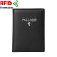 Portefeuille passeport bleu avec protection RFID ouvert