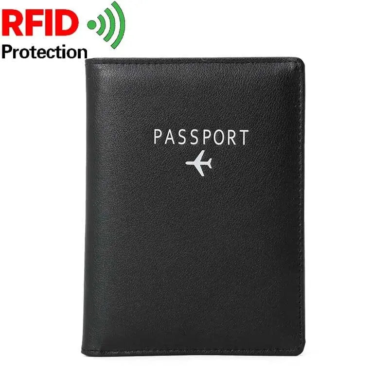 Portefeuille passeport bleu avec protection RFID ouvert