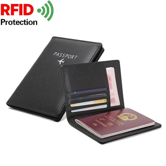 Portefeuille noir compact avec protection anti-RFID