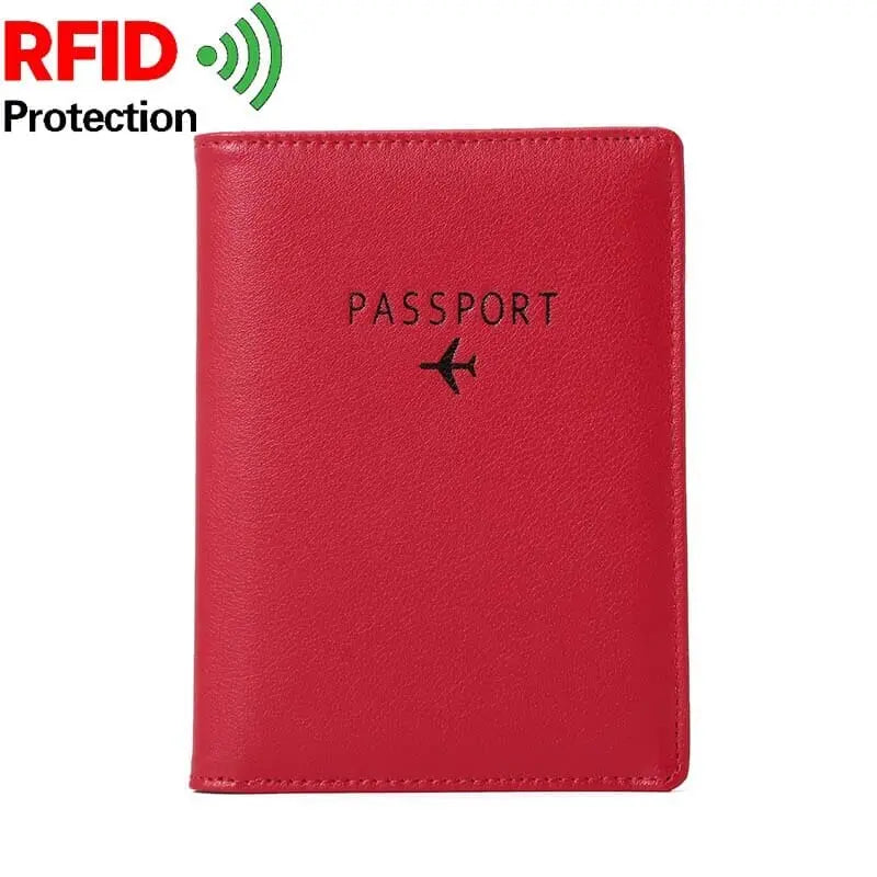 Portefeuille rouge élégant pour passeport et billets