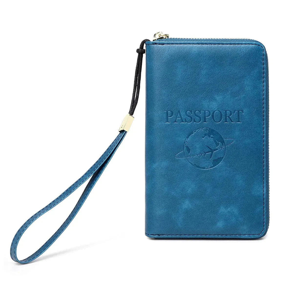 Portefeuille bleu ciel avec espace pour stylo et cartes