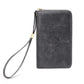 Portefeuille gris en PU avec fermeture sécurisée