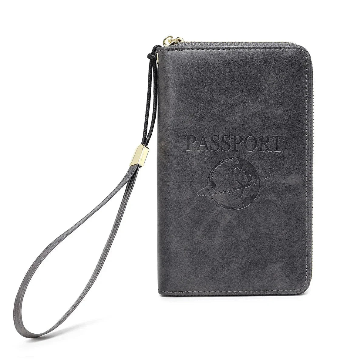 Portefeuille gris en PU avec fermeture sécurisée