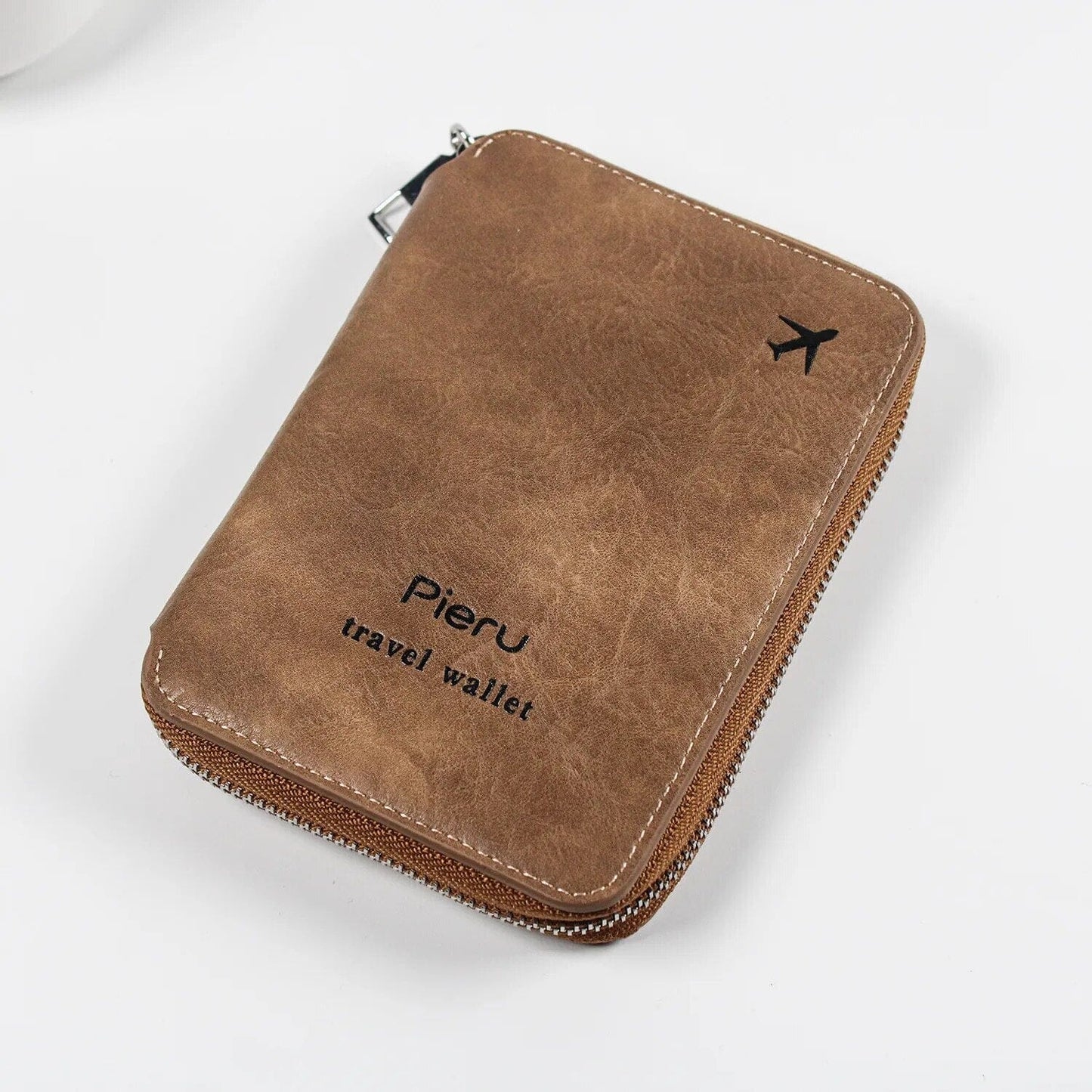 Portefeuille de voyage camel, texture en PU