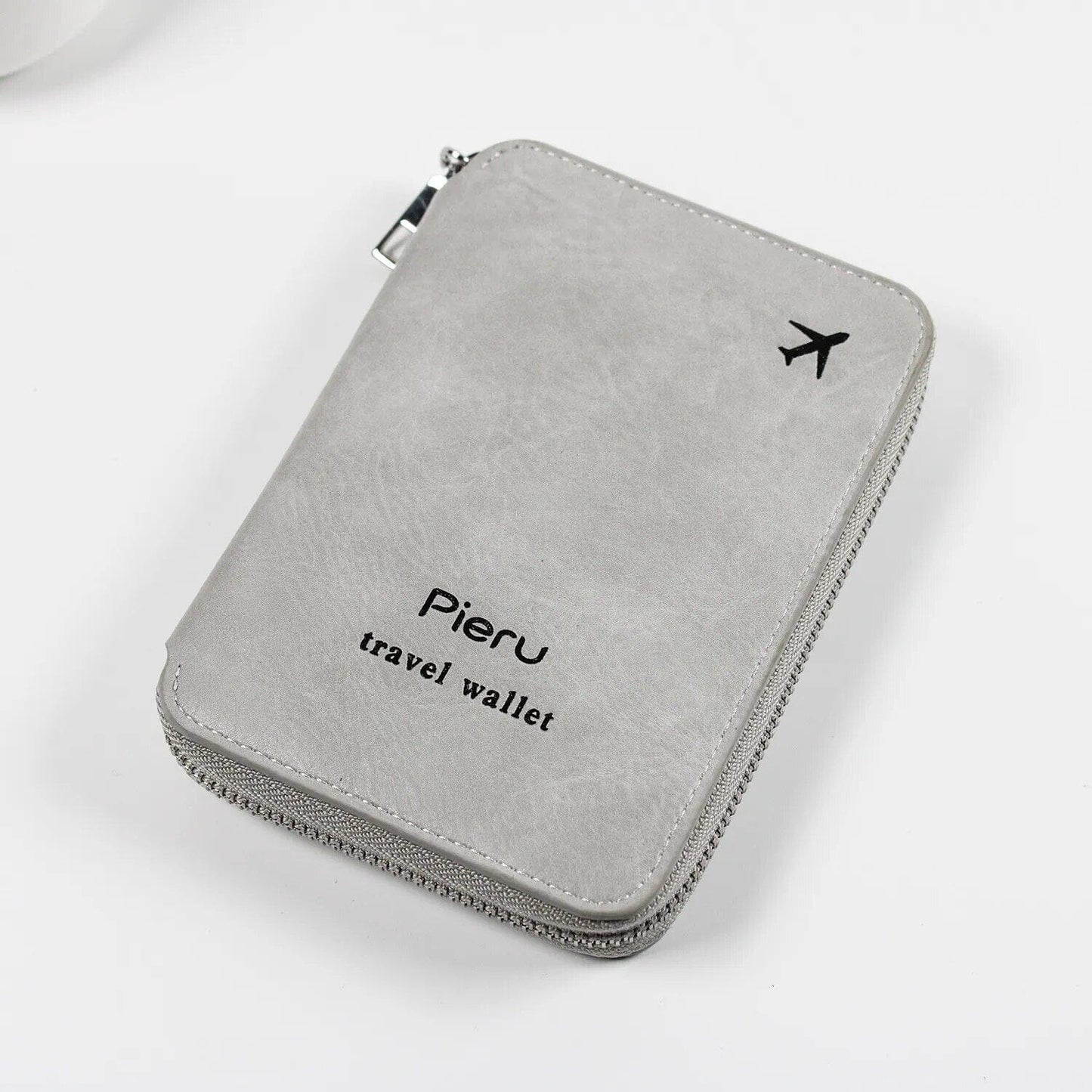 Portefeuille de voyage gris, design élégant et pratique