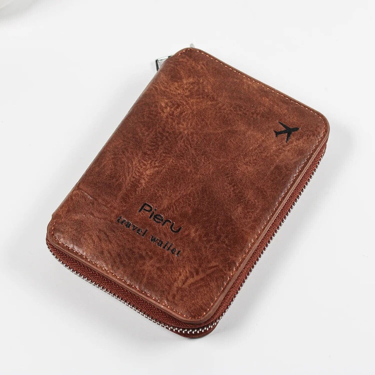 Portefeuille de voyage marron avec plusieurs poches
