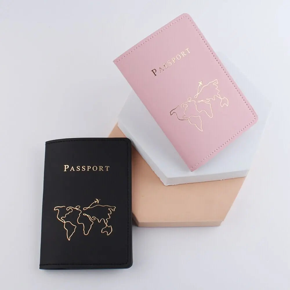 Étui passeport avec motif carte du monde minimaliste