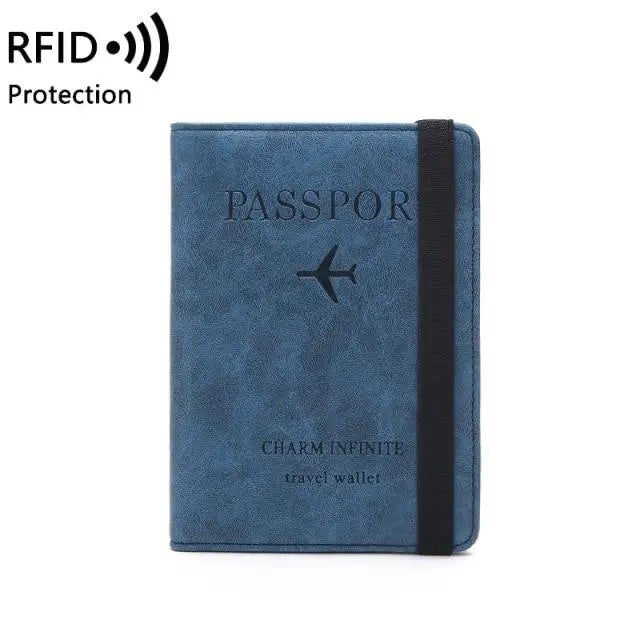 Étui bleu anti-RFID avec emplacements pour cartes SIM