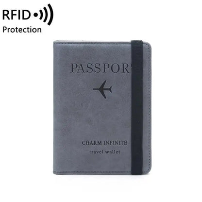 Étui gris avec protection RFID et multiples compartiments