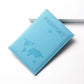 Étui bleu ciel avec design de carte du monde