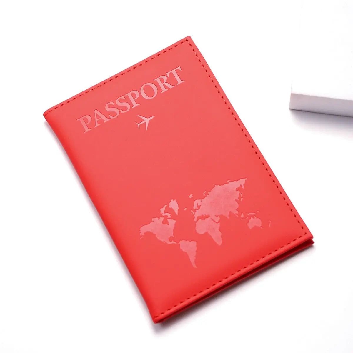 Protège-passeport rouge avec compartiments pour cartes