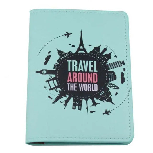 Protège-passeport en polyuréthane avec inscription 'Travel Around The World'