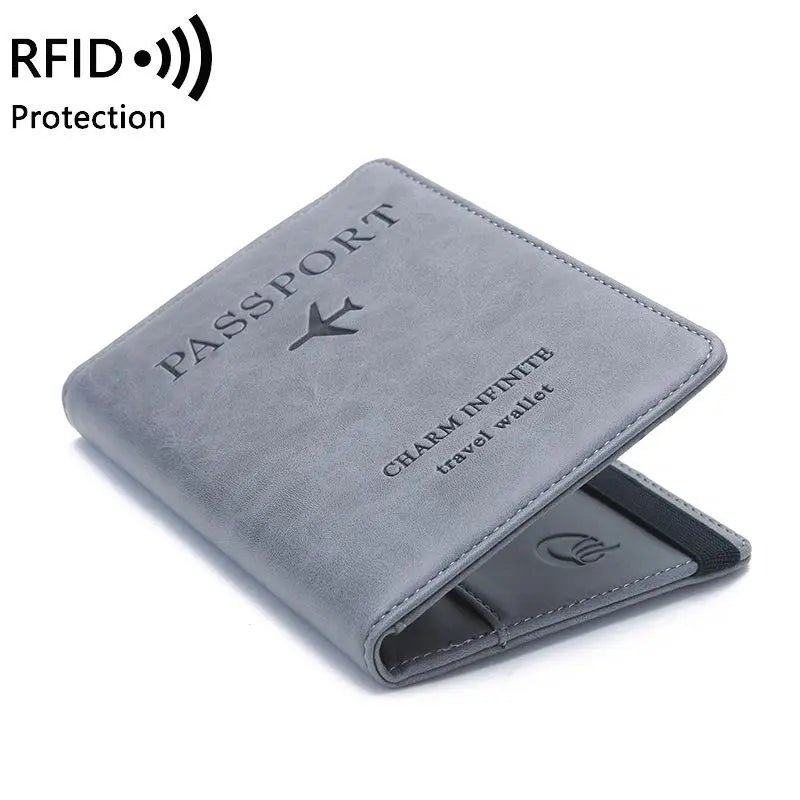 Protège-passeport noir avec sangle élastique et protection RFID